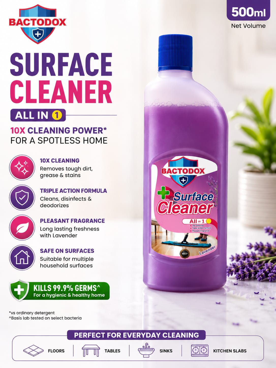 Bactodox Surface Cleaner All in 1 Lavender 500ml